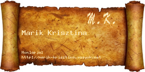 Marik Krisztina névjegykártya